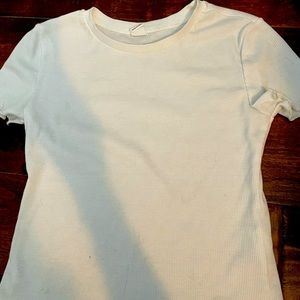 white cropped short sleeve shirt!